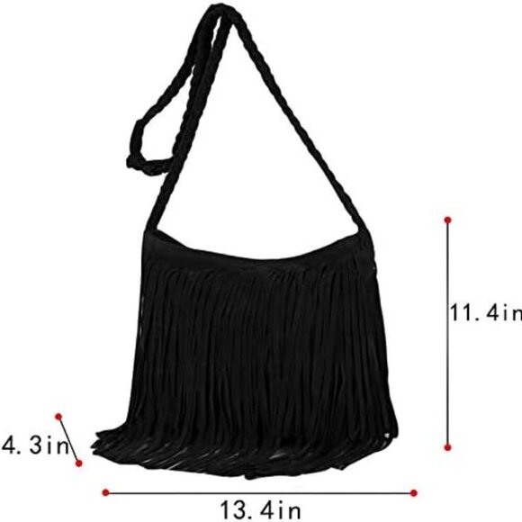 Brand New Hobo Bag 14x11 Black Tassel Stylish - Picture 2 of 7